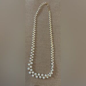 Vintage Faux Pearls Gold-tone Chain Necklace 24” Long